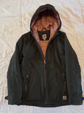 Carhartt Women's Canvas Olive Green Quilted Lining Work Jacket #14806 Size Small